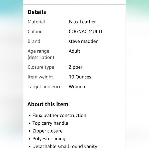 Steve Madden Block Logo Vanity Cosmetic Case w/Detachable mirror- Cognac - Picture 6 of 11